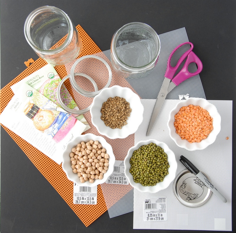 SUPPLIES to make Homemade Sprouting Jars and for sprouting.