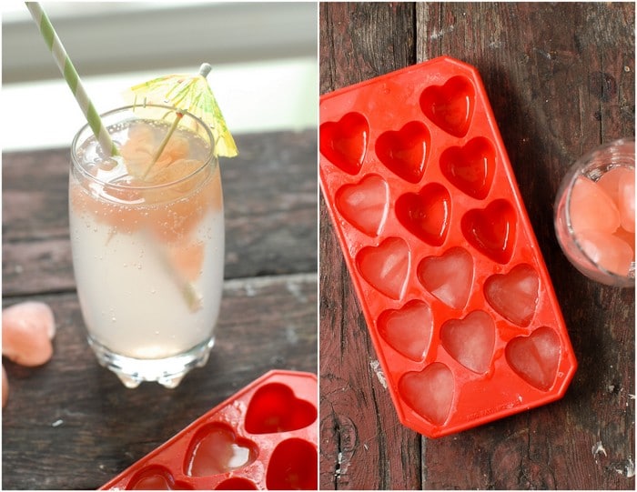 Strawberry-Lemonade Heart-Shaped Ice Cubes