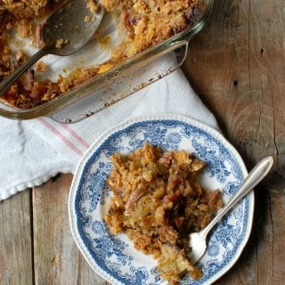 Rhubarb Crunch on a plate