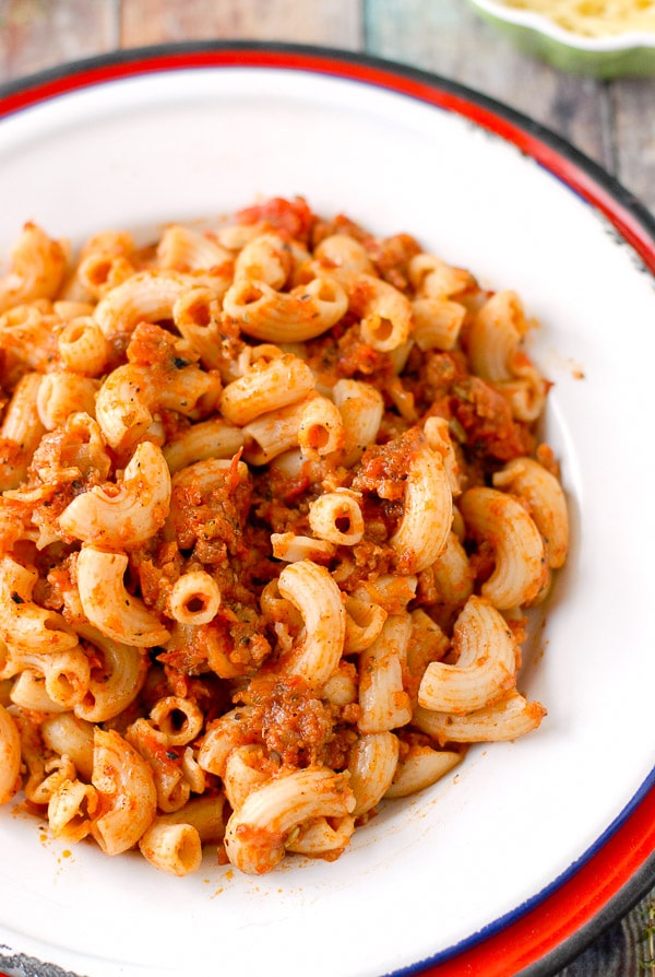 close up of Grilled Vegetable and Sausage Pasta