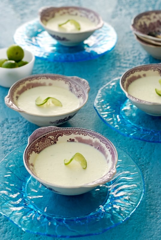 Key Lime Panna Cotta in vintage bowls