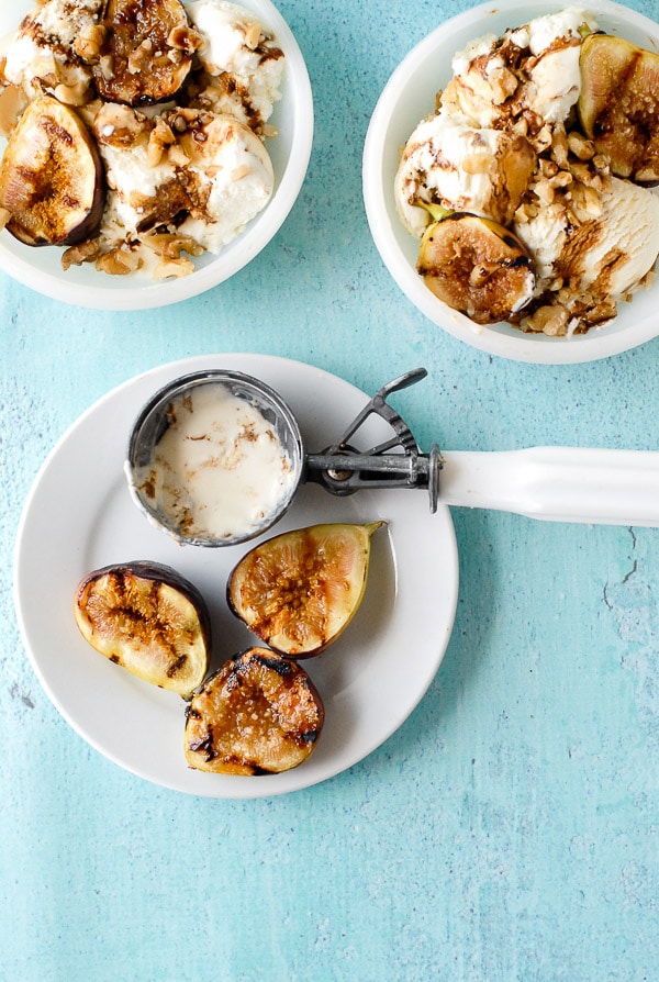 grilled figs with ice cream scooper