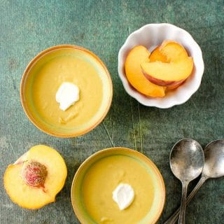 Peach Lemongrass Soup with Creme Fraiche