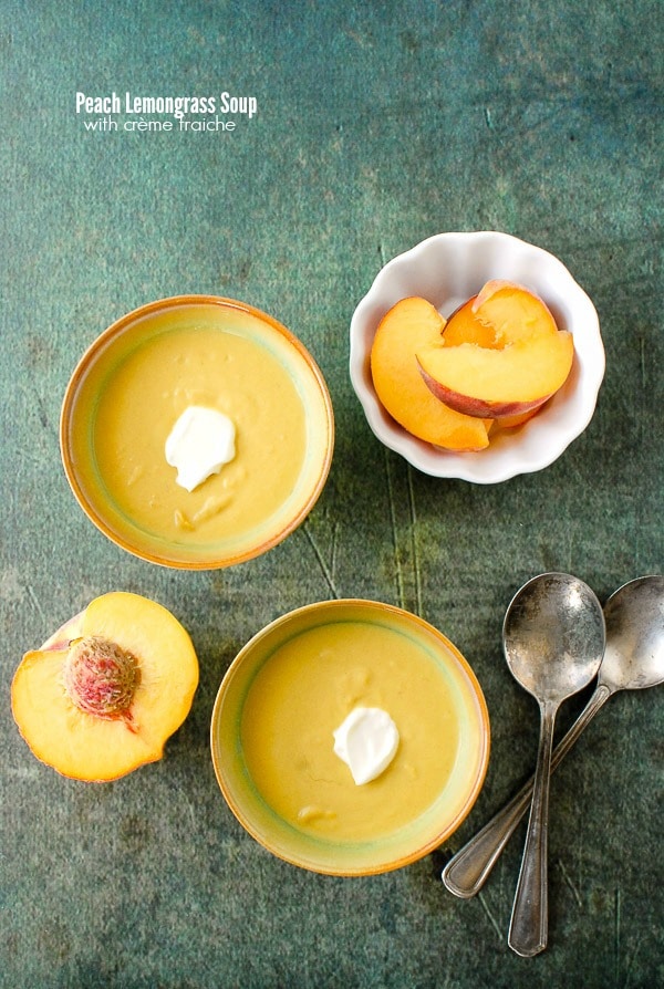 Peach Lemongrass Soup with Creme Fraiche