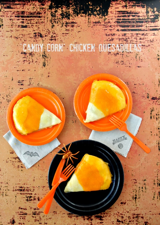 Candy Corn Chicken Quesadillas