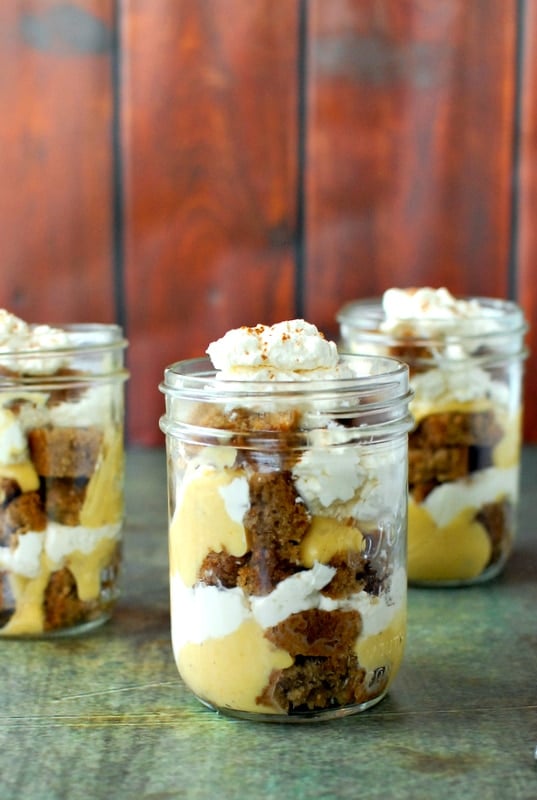 Spice Cake Pumpkin-Chai Trifles in jars