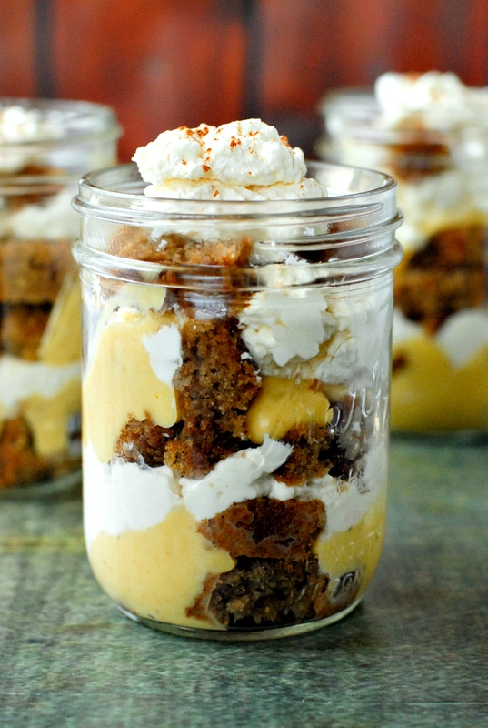 Spice Cake Pumpkin-Chai Trifles in a jar