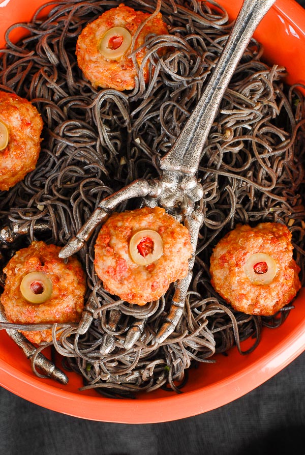 Black Bean Pasta Halloween Dinner idea 