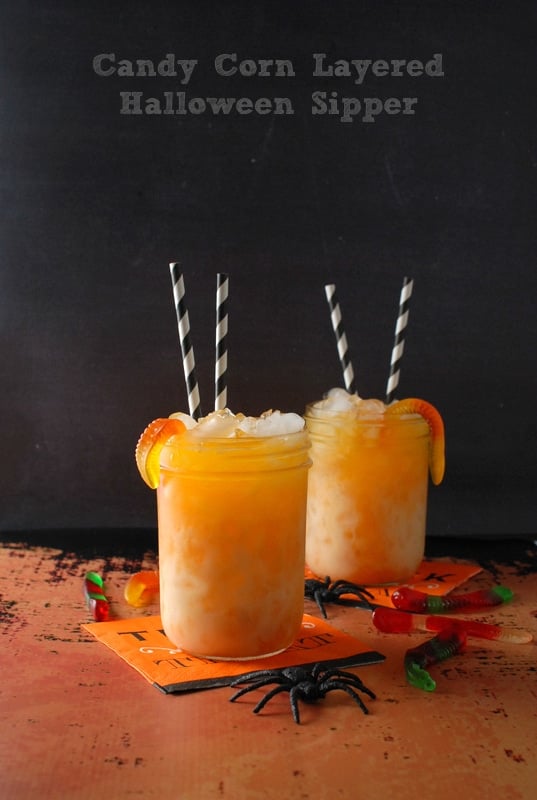 Candy Corn Layered Halloween Sipper layered drink