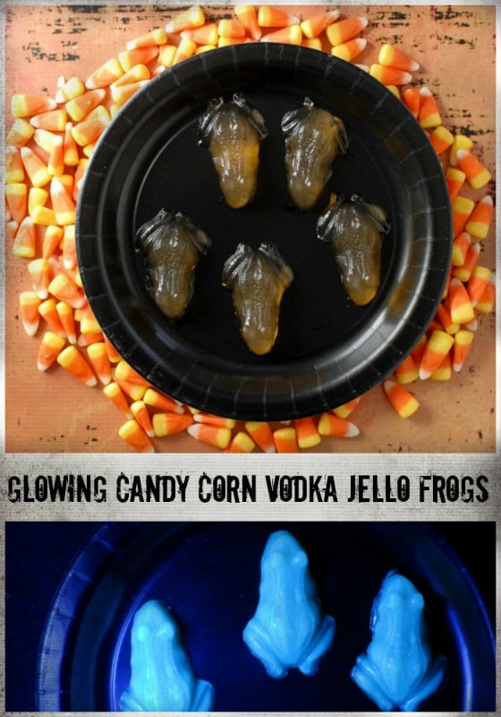 Glowing Candy Corn Vodka Jello Frogs (shots) collage