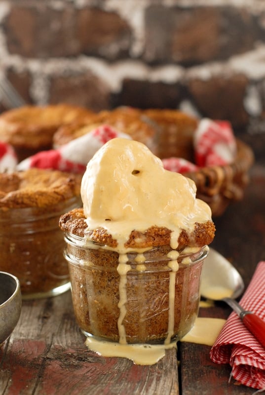 Little Apple Oat Cakes in Jars with ice cream dripping down side