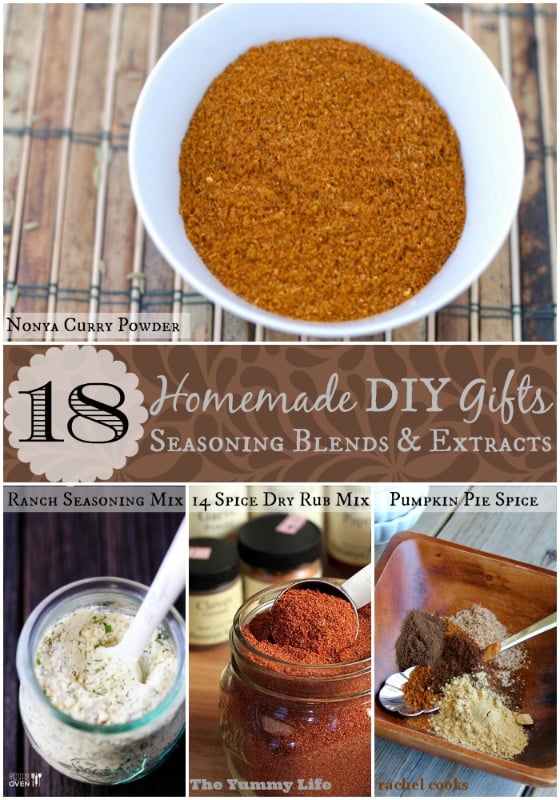 18 Homemade DIY Gifts Seasoning Blends and Extracts title collage