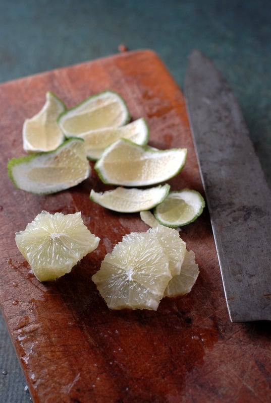 Persian Lime peeled and sliced