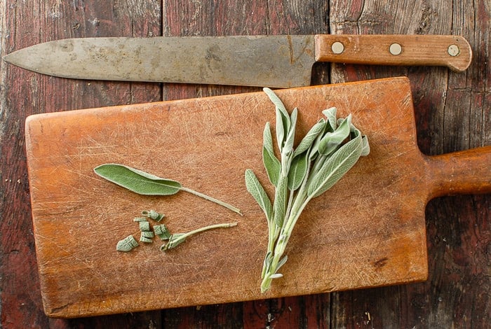 fresh Sage on cutting board