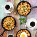 Turkey Hash turkey Leftovers recipe in mini cast iron skillets