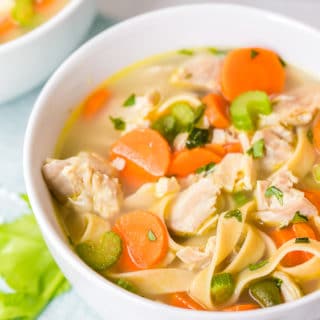 bowl of Jalapeno Turkey Noodle Soup