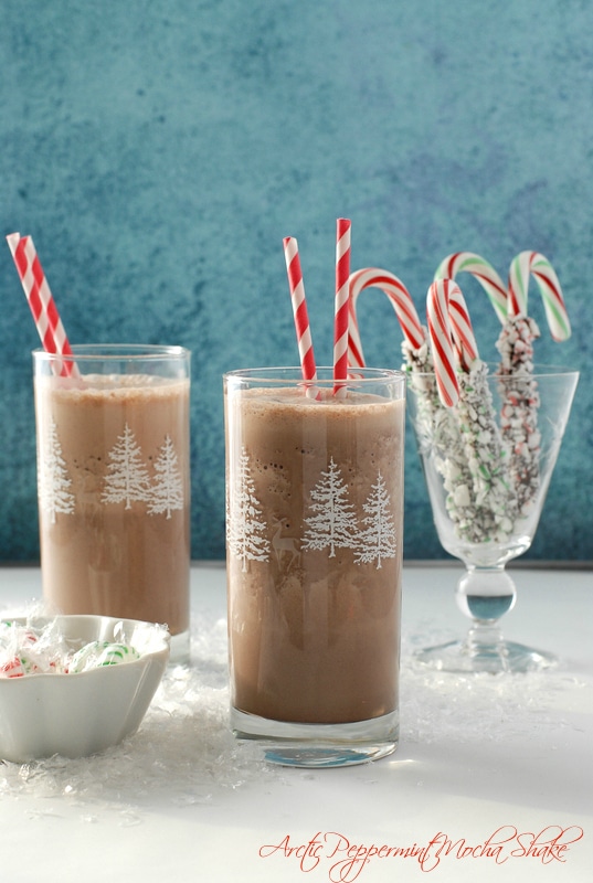 Arctic Peppermint Mocha Shake  with striped straws