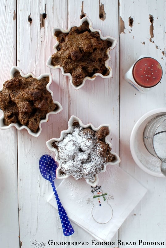 Boozy Gingerbread Eggnog Bread Pudding