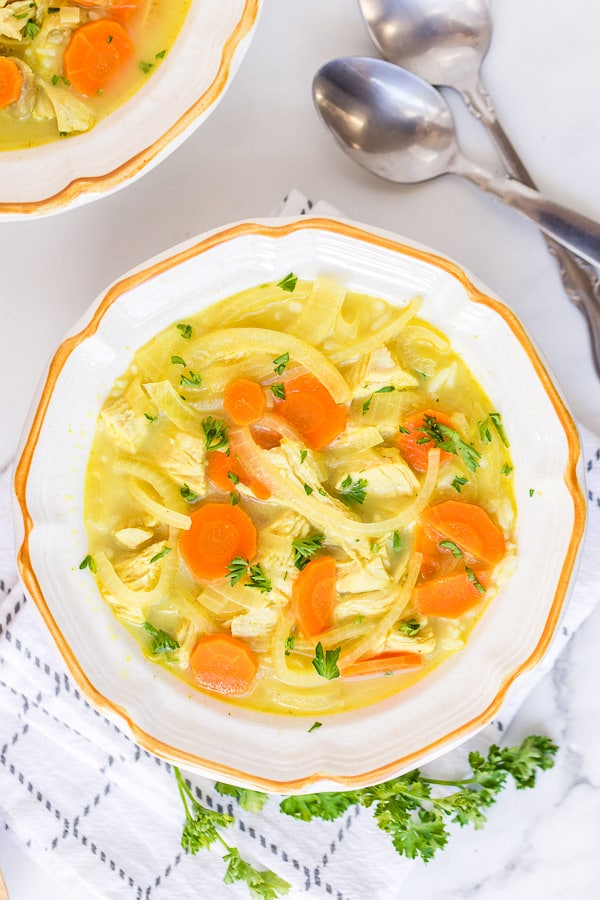 bowl of Coconut Curry Turkey Rice Soup 