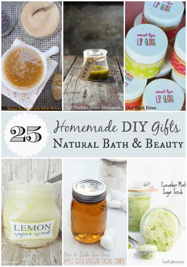 collage of homemade bath products