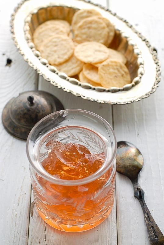 Homemade Pink Champagne Jelly recipe with nut crackers