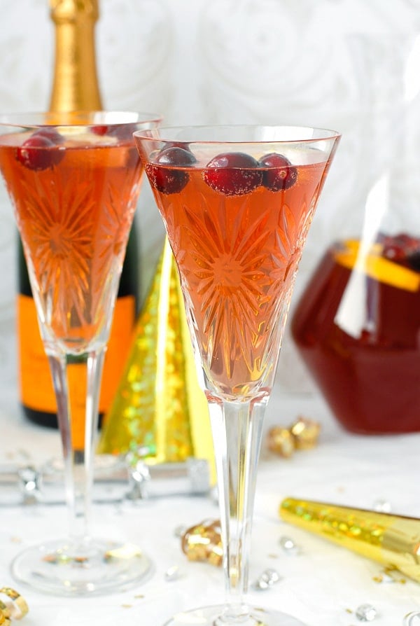 Sparkling Cranberry-Orange Champagne Punch close up