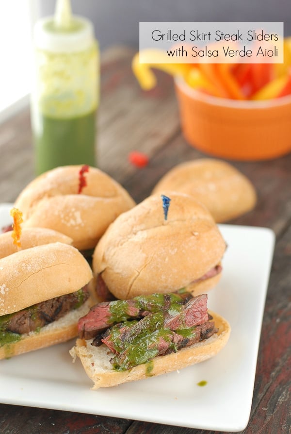 Grilled Skirt Steak Sliders with Salsa Verde Aioli