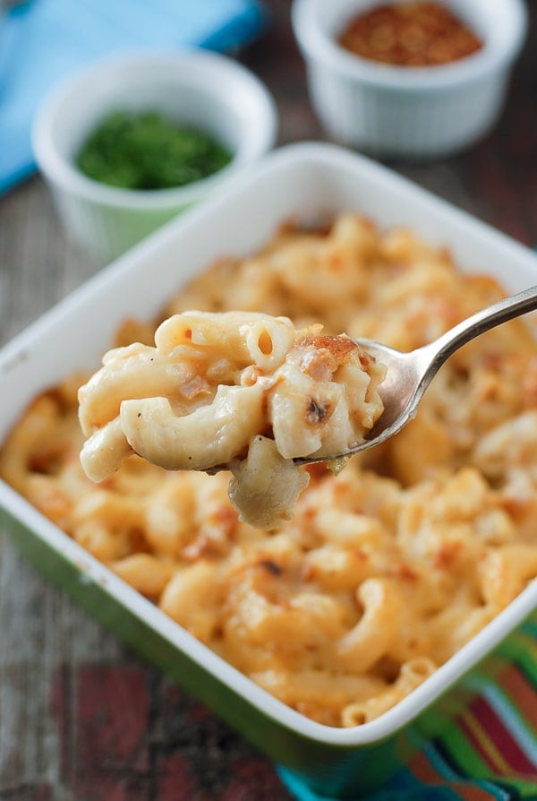 Creamy Mini Mexican Macaroni and Cheese with spoon