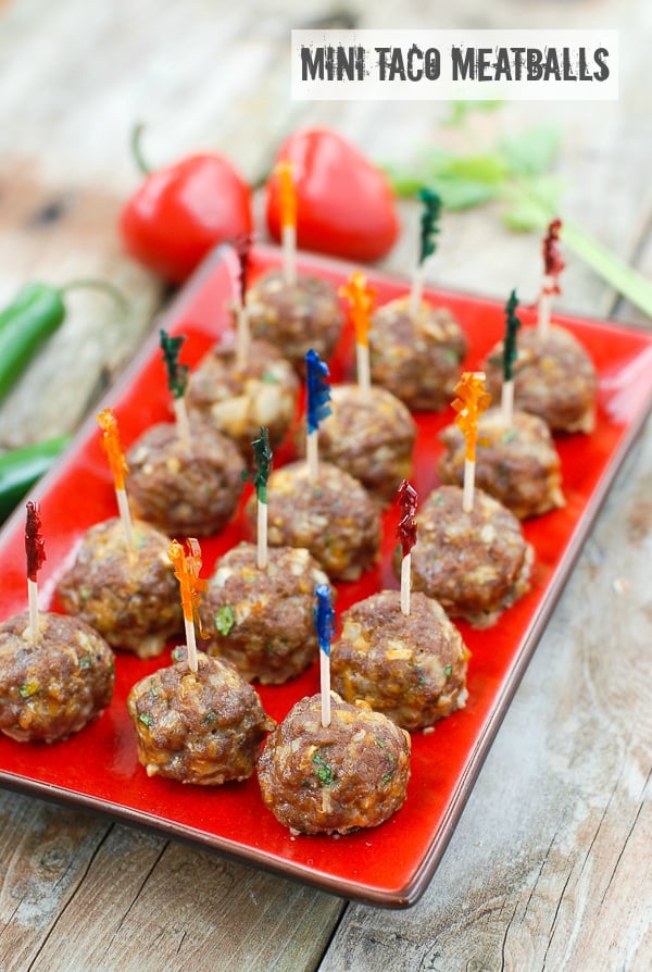 Mini Taco Meatballs With toothpicks