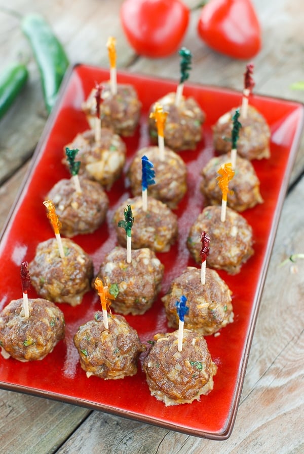 Mini Taco Meatballs with toothpicks