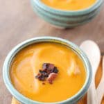 Roasted Sweet Potato Chipotle Soup with Bacon Bits