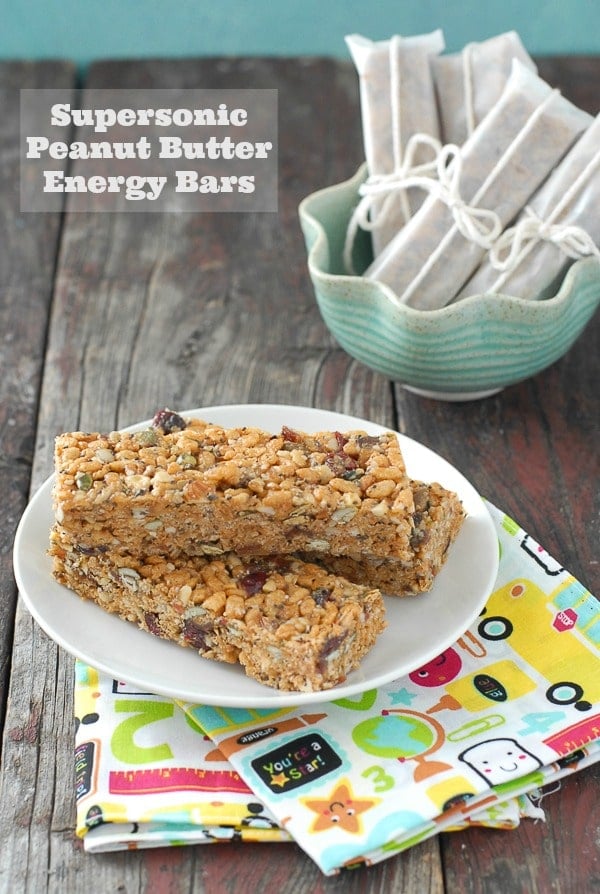 Peanut Butter Energy bars on blue plate