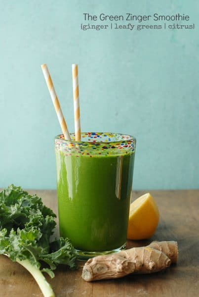 The Green Zinger Smoothie with straws