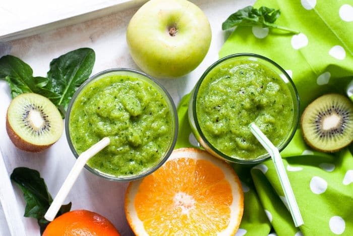 green fruit and vegetable smoothies