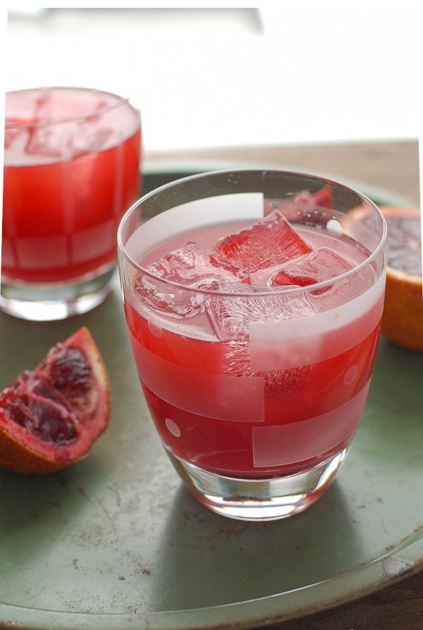 close up of Blood Orange Ginger Margaritas