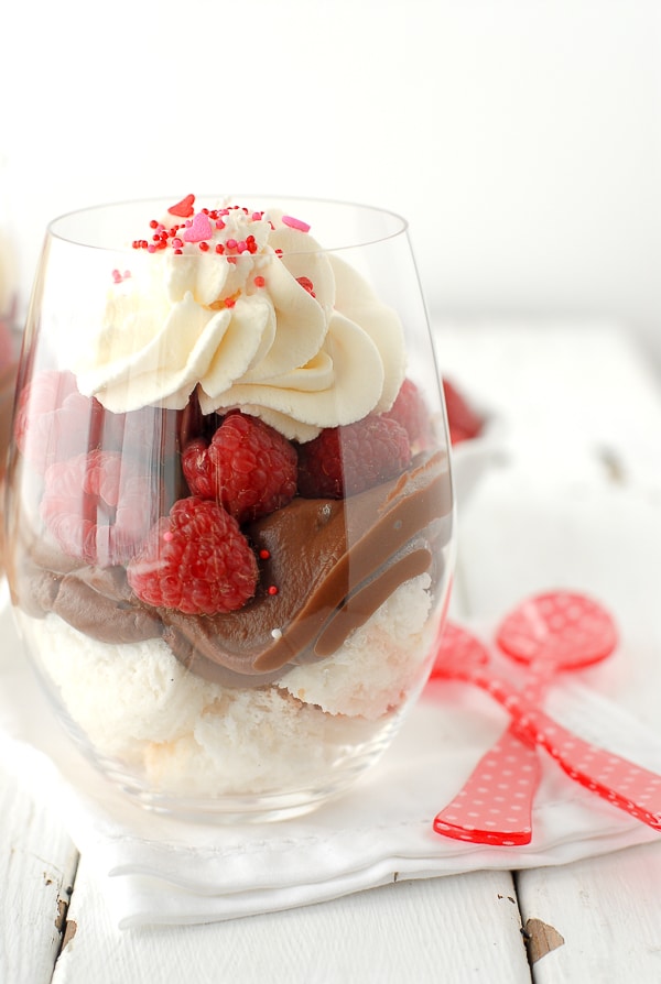 Heavenly Chocolate Raspberry Trifles with whipped cream