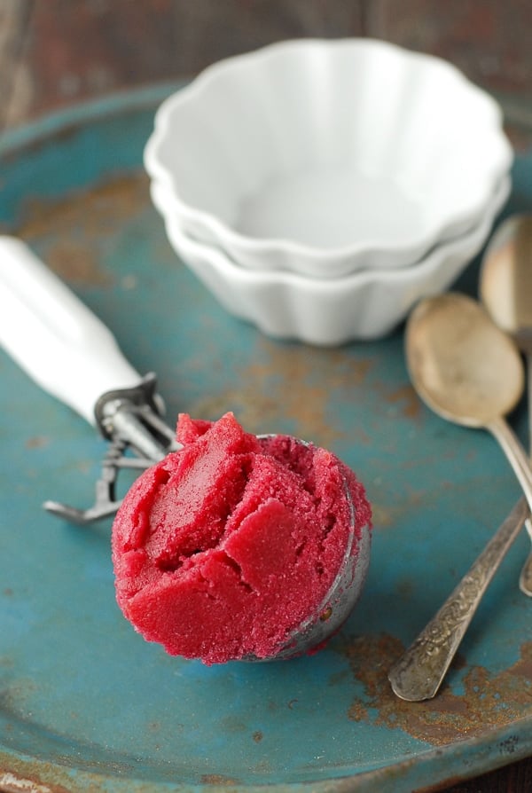 scoop of ginger beet sorbet