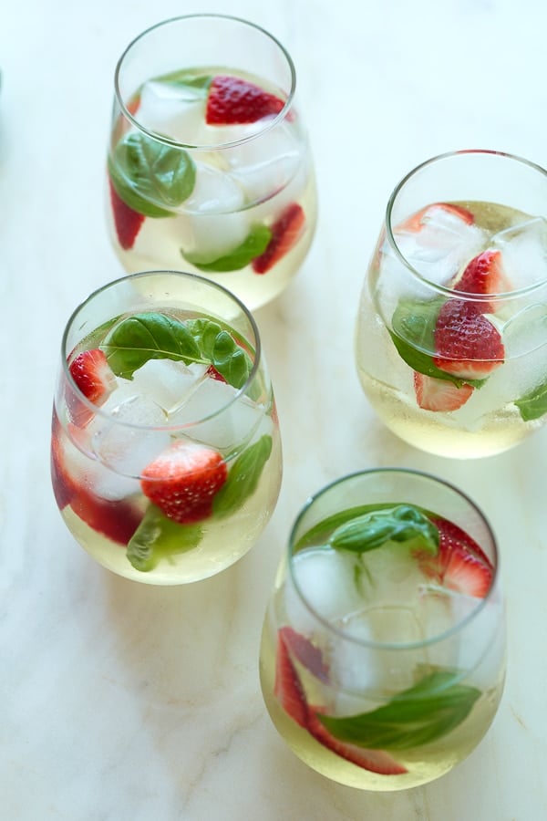 Strawberry Basil and White Wine Sangria {Cocktails for The Four Seasons-Peter Pauper Press Inc.} 