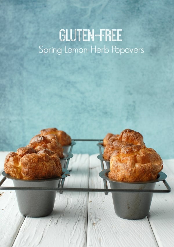 Gluten-Free Spring Lemon-Herb Popovers in pan