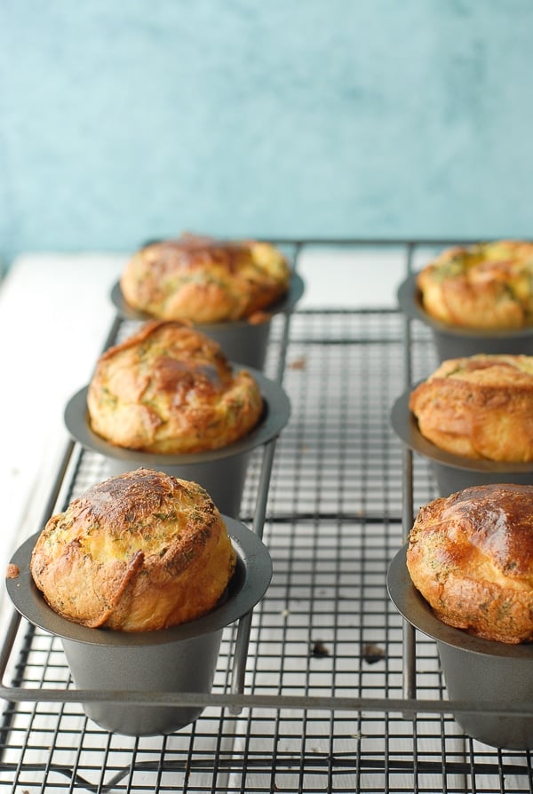 Gluten-Free Spring Lemon-Herb Popovers in pan