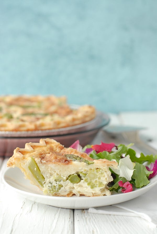 Springtime Aspargus Leek Romanesco Quiche with Baby Green Flower Petal salad -