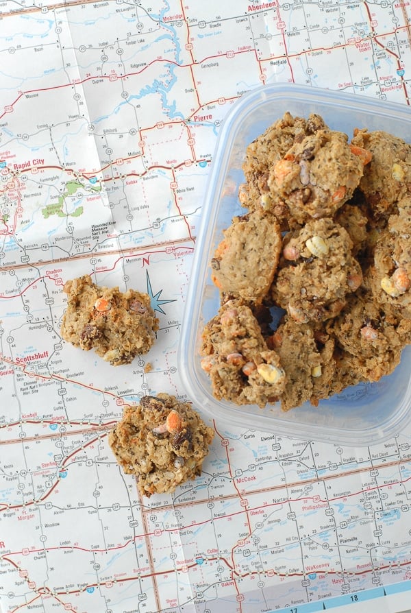 the Best Road Trip Breakfast Cookies on a road map