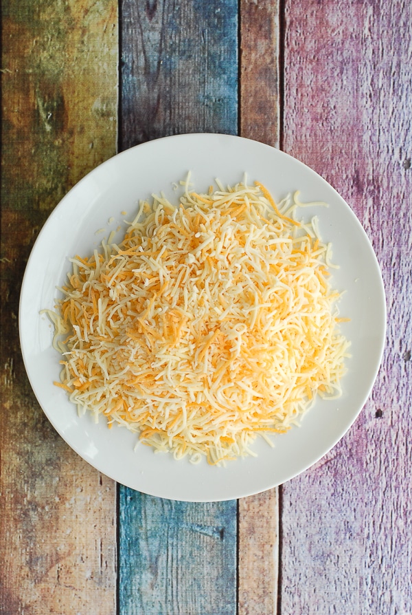 Grated Cheese on a white plate