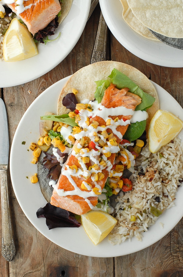 Salmon Tostadas - With rice