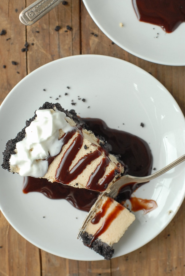 Chocolate Fluffernutter (Peanut Butter Marshmallow) Pie overhead