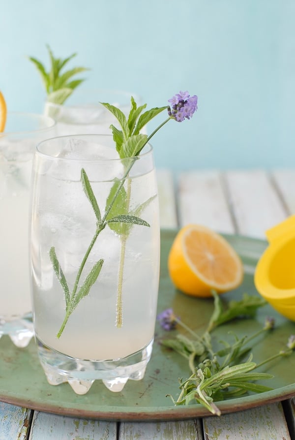 Meyer Lemon Lavender Mojito With halved lemons