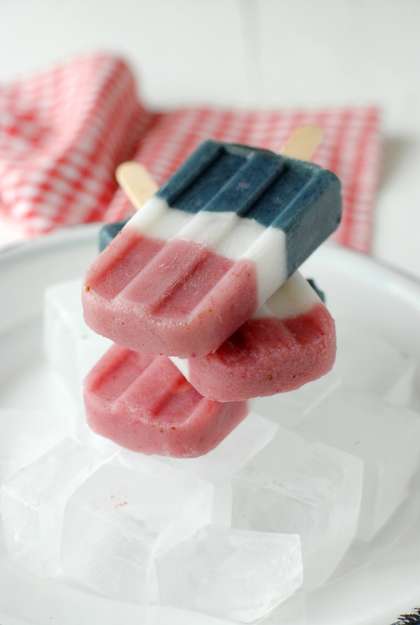 Patriotic Smoothie Popsicles red white and blue