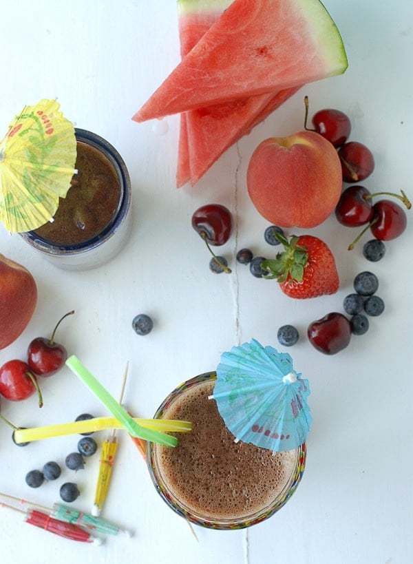 Refreshing Summertime Smoothie with umbrellas
