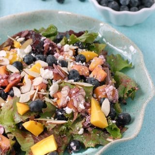 Blueberry-Mango Mixed Greens Salad with Blueberry-Guava Vinaigrette