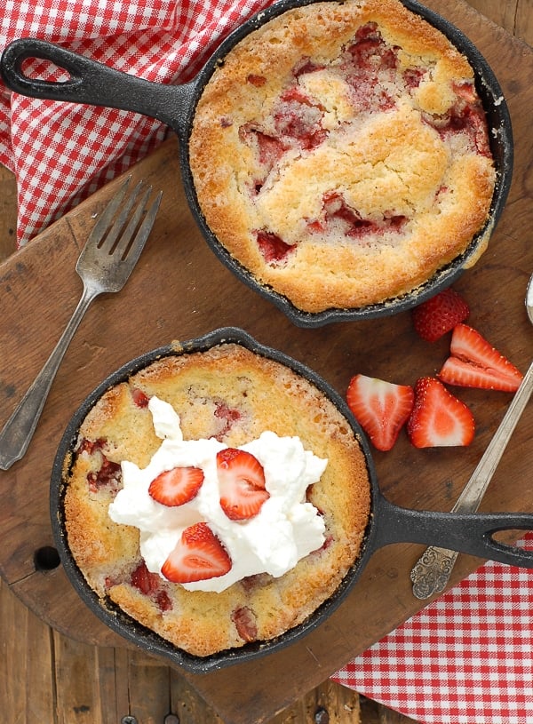 Miniature Strawberry Buttermilk Buckle with cream - 